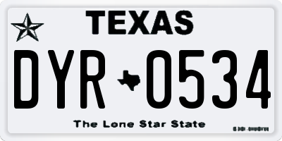 TX license plate DYR0534