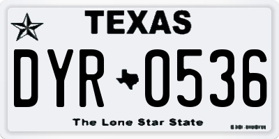 TX license plate DYR0536