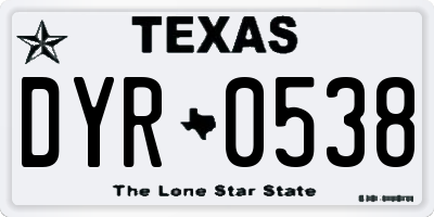 TX license plate DYR0538