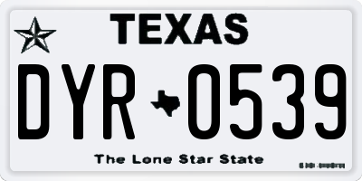TX license plate DYR0539
