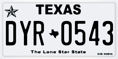 TX license plate DYR0543