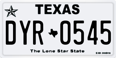 TX license plate DYR0545