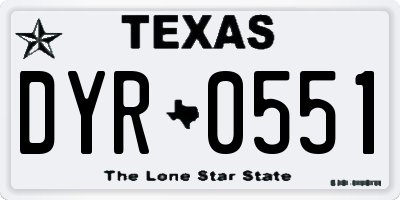 TX license plate DYR0551