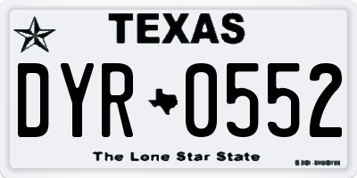 TX license plate DYR0552