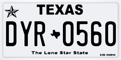 TX license plate DYR0560