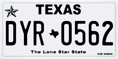TX license plate DYR0562