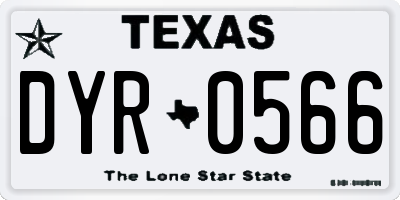 TX license plate DYR0566