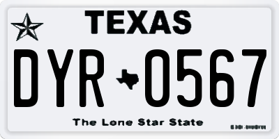 TX license plate DYR0567