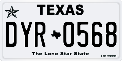 TX license plate DYR0568