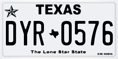 TX license plate DYR0576