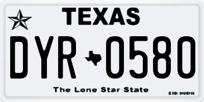 TX license plate DYR0580