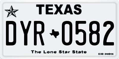 TX license plate DYR0582