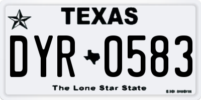 TX license plate DYR0583
