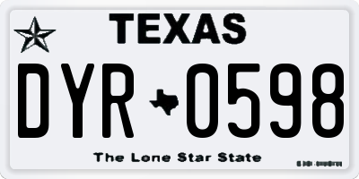 TX license plate DYR0598