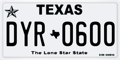 TX license plate DYR0600