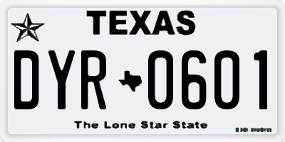 TX license plate DYR0601