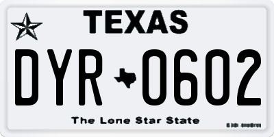 TX license plate DYR0602