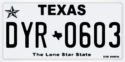 TX license plate DYR0603