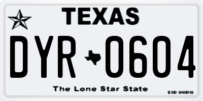 TX license plate DYR0604