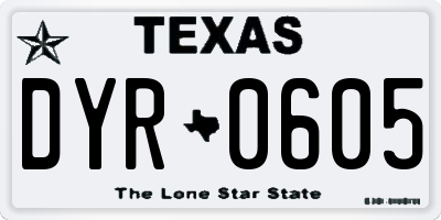 TX license plate DYR0605