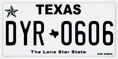 TX license plate DYR0606