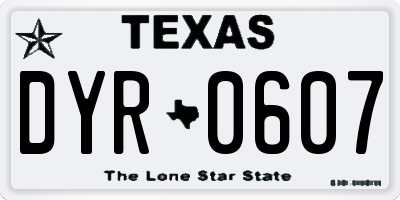 TX license plate DYR0607