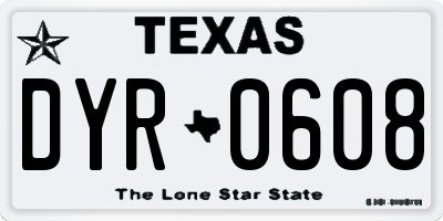 TX license plate DYR0608