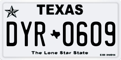 TX license plate DYR0609
