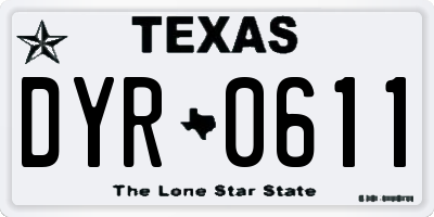 TX license plate DYR0611