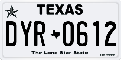 TX license plate DYR0612