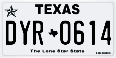 TX license plate DYR0614