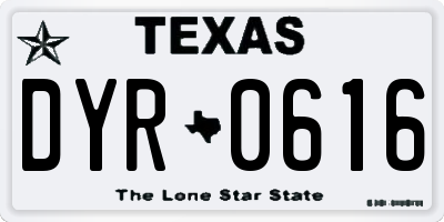 TX license plate DYR0616