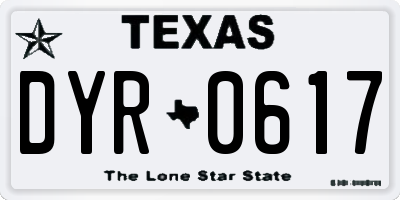 TX license plate DYR0617