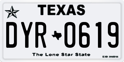 TX license plate DYR0619