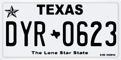 TX license plate DYR0623