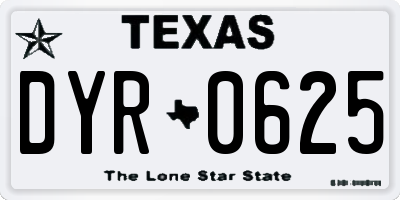 TX license plate DYR0625