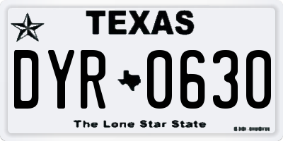 TX license plate DYR0630