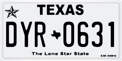 TX license plate DYR0631