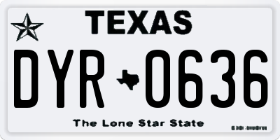 TX license plate DYR0636