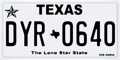 TX license plate DYR0640