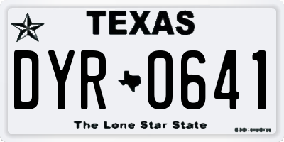 TX license plate DYR0641