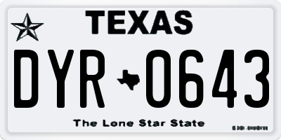 TX license plate DYR0643