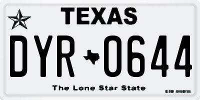 TX license plate DYR0644