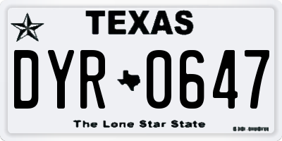 TX license plate DYR0647