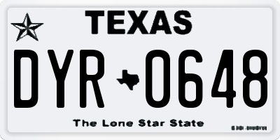 TX license plate DYR0648