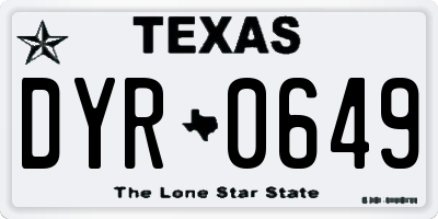 TX license plate DYR0649