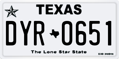 TX license plate DYR0651