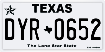 TX license plate DYR0652