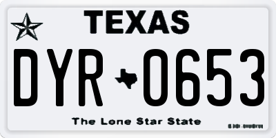TX license plate DYR0653
