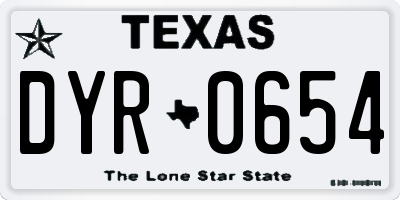 TX license plate DYR0654